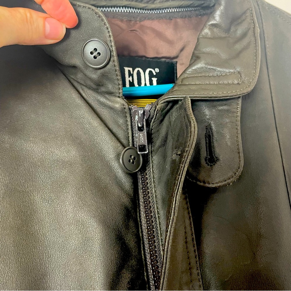 London Fog Leather Coat Zip and Button Zip Out Lining Brown 48 - Picture 6 of 14